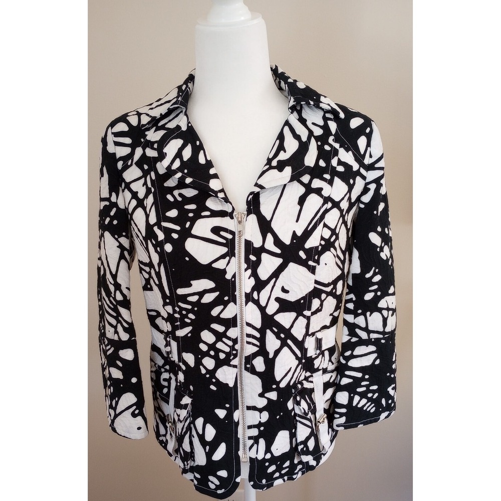 Anthracite By Muse Ladies 3/4 Sleeve Cotton Jacket Size:8 Black&White